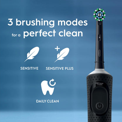 Oral-B Vitality Pro Electric Toothbrushes Adults, Oral B Electric Toothbrush, 1 Handle, 2 Toothbrush Heads, 3 Brushing Modes Including Sensitive Plus, Rechargeable Toothbrush, 2 Pin UK Plug, Blue