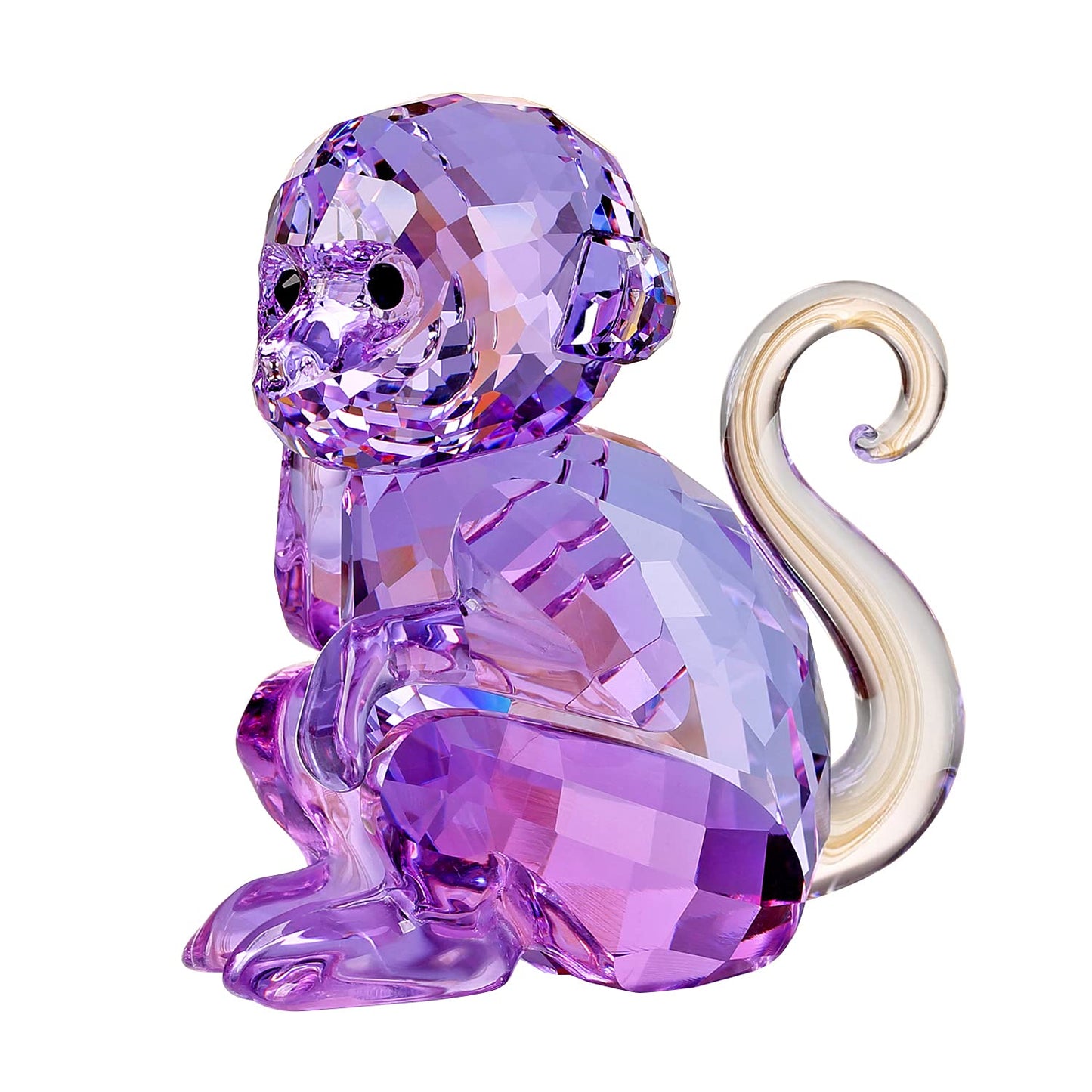 DOJOZ Crystal Little Monkey Animals Lovely Craft Decorations for Home Ornaments Christmas Collectible Birthday Gifts Figurines (Purple)