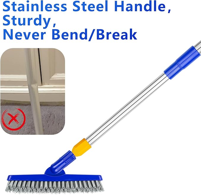 ITTAHO 2 Pack Grout Brush with Long Handle, 56.5'' Swivel Grout Cleaning Brush