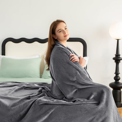 WAVVE Fleece Blanket Sofa Throw Grey 4ft x 5ft - Fluffy Soft Warm Versatile Blanket for Sofa/Couch/Bed Throw/Single Size Gray,130x150 cm