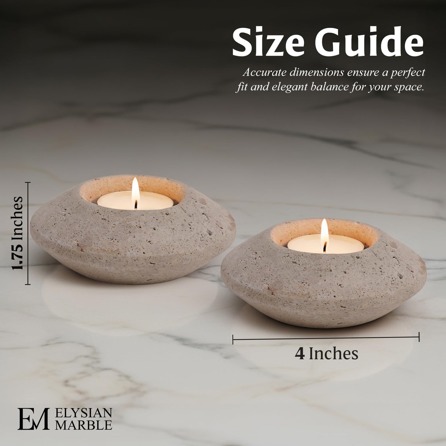 Tealight Candle Holders Set of 2 – Handcrafted Natural Marble Tea Light & Votive Holders, Decorative Stone Candle Holder Pair for Home Décor, Dining Table, Coffee Table & Wedding Decor