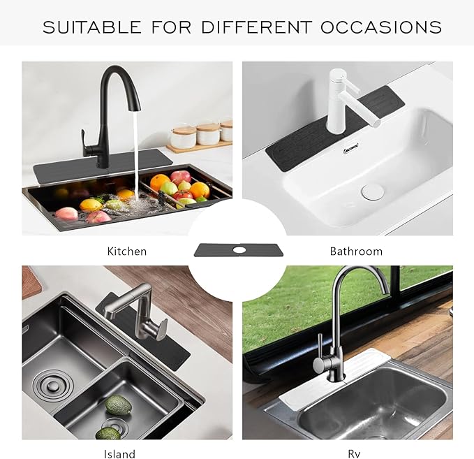 Stone Faucet Mat for Kitchen Sink, Diatomite Fast Drying Absorb Moisture Tray