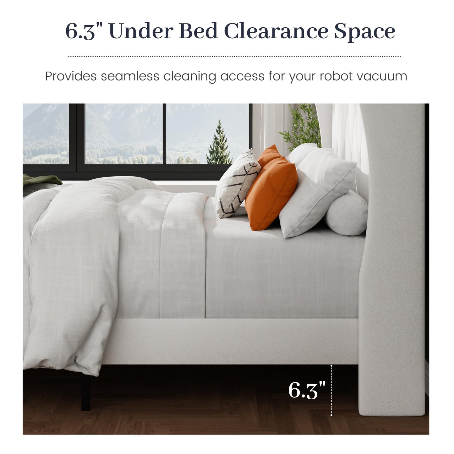 SAMTRA Full Bed Frame with Extra Tall 51" Wingback Headboard, Soft Velvet Upholstered Platform Bed Frame, Modern Cloud Bed, Noise-Free, Metal Slats Support, No Box Spring Needed