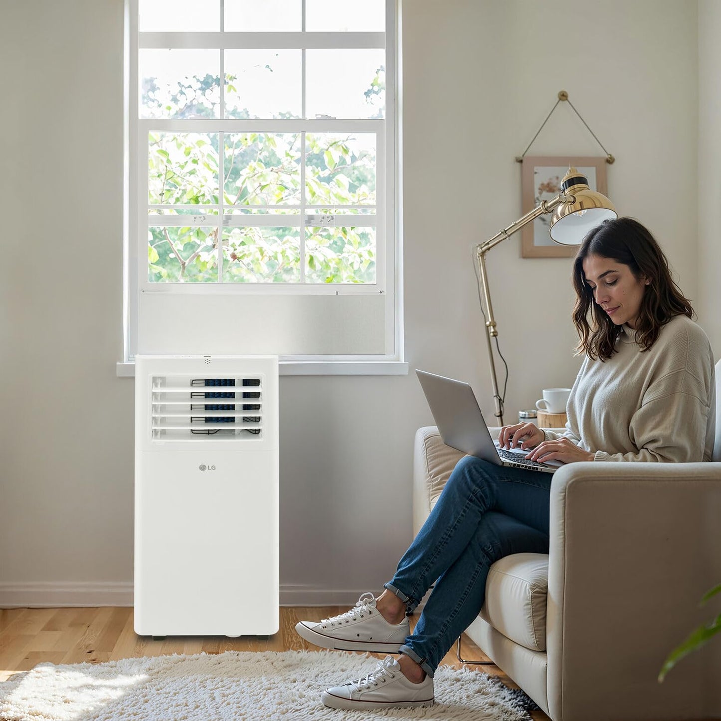 LG 6,000 BTU (DOE) / 10,000 BTU (ASHRAE) Portable Air Conditioner, Cools 250 Sq.Ft. (10' x 25' room size), Quiet Operation,LCD Remote, Window Installation Kit Included, 115V
