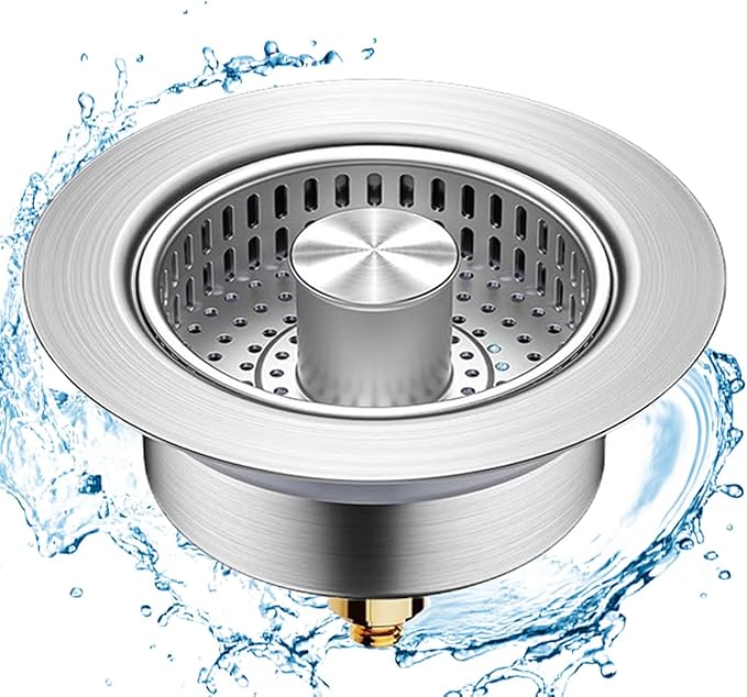 3 in 1 Kitchen Sink Drain Strainer, Universal Stainless Steel Kitchen Sink