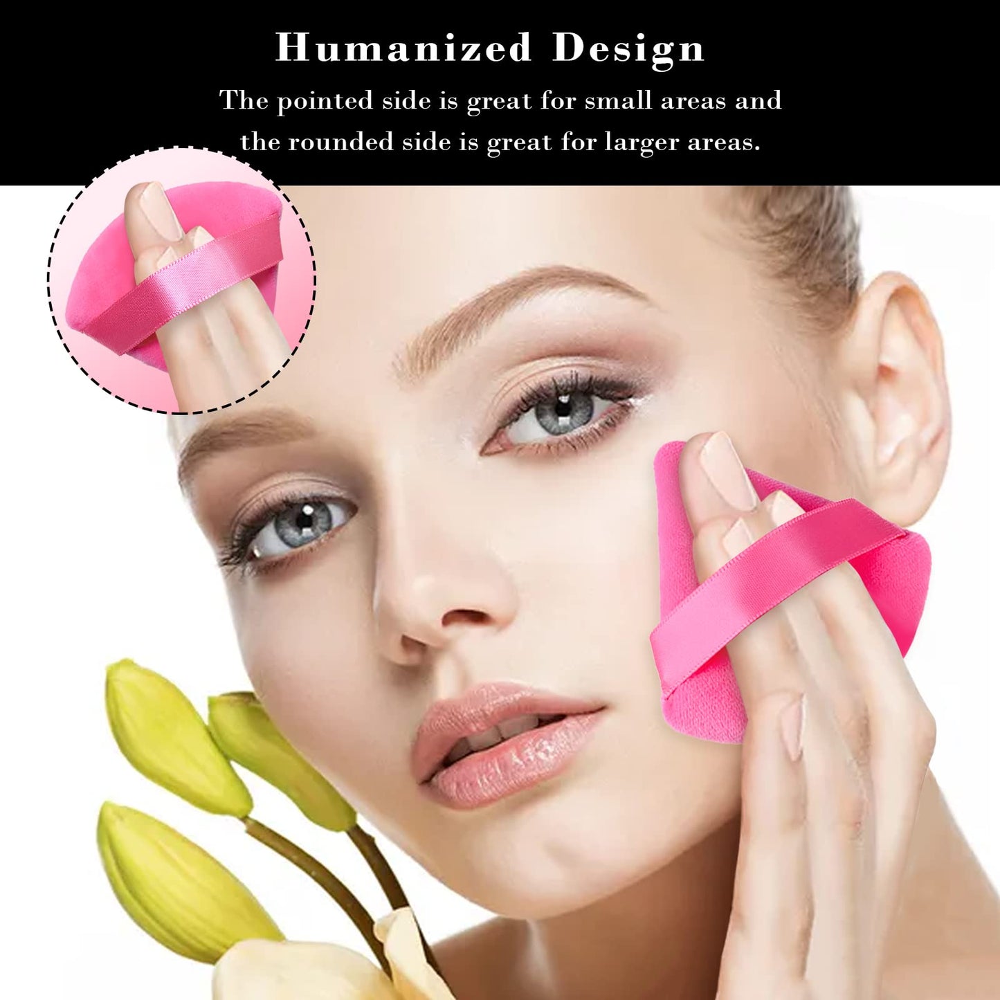 8Pcs of Triangular Powder Puff Makeup Sponges, Made of Super-soft Velvet, Designed for Contouring, Eye, and Corner, Beauty Blender Foundation Mixing Container.(Black)