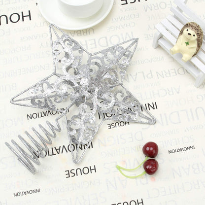 Aneco 10 Inches Christmas Treetop Star Metal Glittered Christmas Tree Topper Xmas Tree Decoration Topper for Christmas Holiday Home Office School Mall Decor, Silver