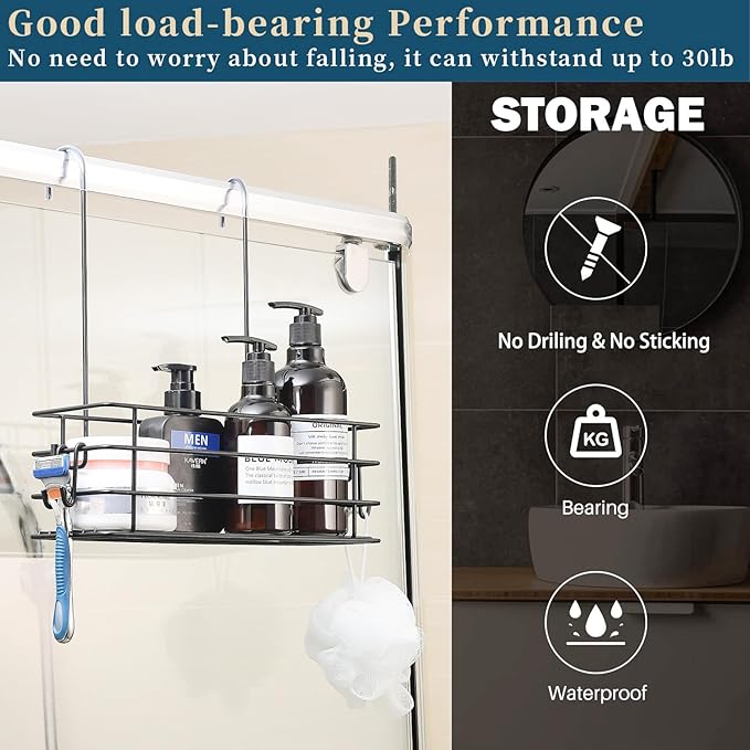 2pcs Single-Layer Shower Caddy Hanging Shower Orangizer Stainless Steel Shower