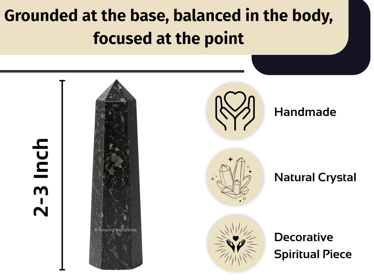 Amazing Gemstone Nuummite Crystal Towers ~ Natural Healing Crystal Point Obelisk for Reiki Healing and Crystal Grid (2" to 3" INCH)