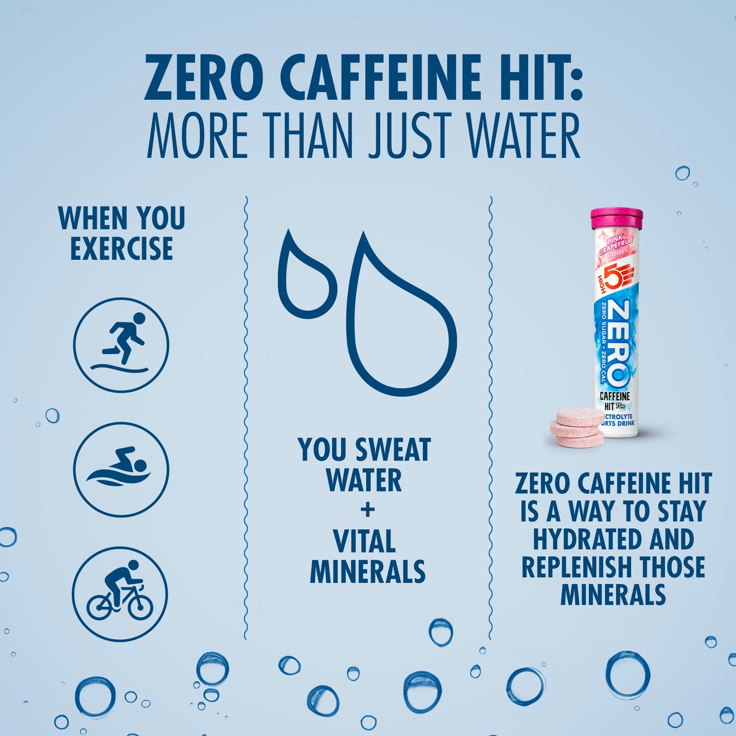 HIGH5 ZERO Caffeine Hit ElectrolyteTablets - Hydration Tablets with Vitamin C - 0 Calories & Sugar Free - Boost Hydration, Performance & Wellness - Pink Grapefruit, 160 Tablets (20x, Pack of 8)