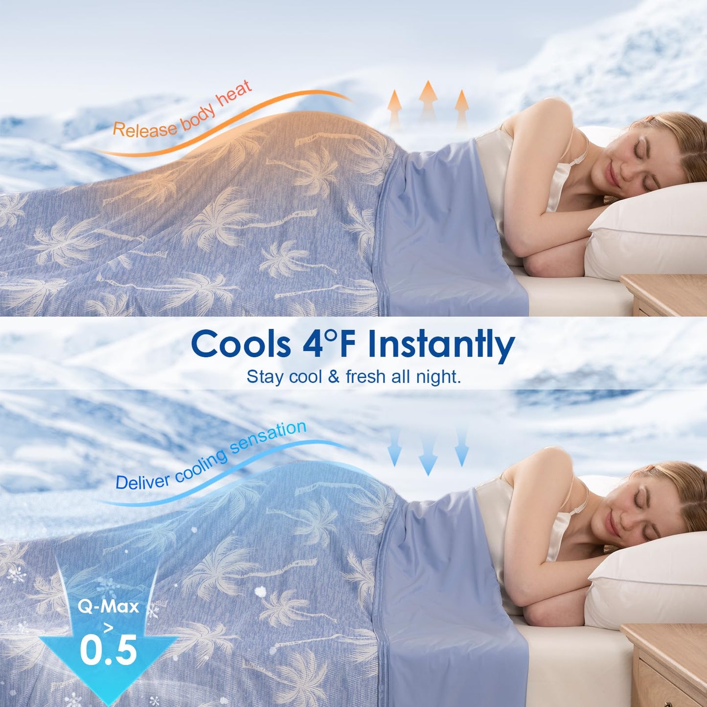 OMERAI Cooling Blanket King for Hot Sleepers, Breathable Summer Blanket Lightweight Blankets for Night Sweats,Double-Sided Cooling Effect Throw Blanket for Bed, 90"x108" Blue