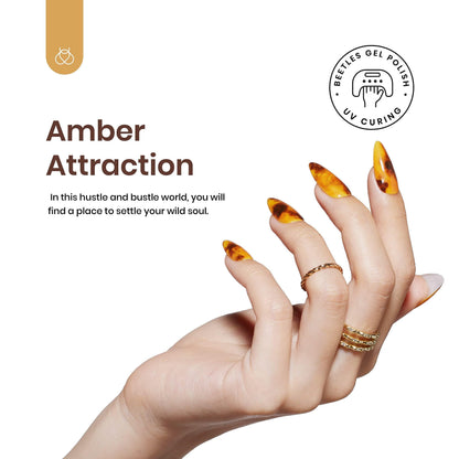 Beetles Fall Gel Polish with Blooming Gel - Amber Attraction 5 Colors Brown Gel Polish White Wine Fall Color Nail Polish Set Clear Blooming Polish Soak Off Uv Nail Art Gfit Set for Women