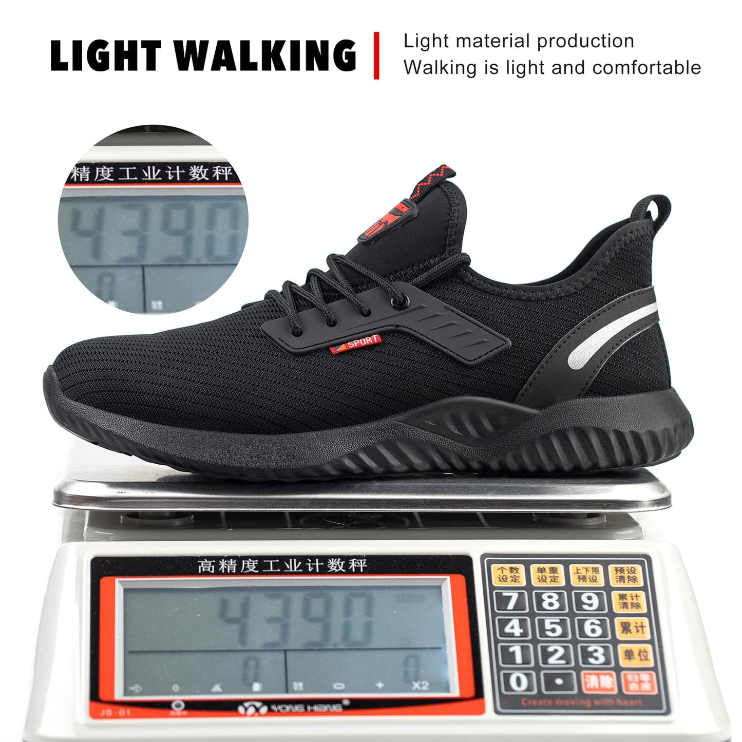 Safety Trainers Men Women Steel Toe Cap Trainers Lightweight Work Safety Shoes Breathable Non Slip Work Boots Black 10 UK