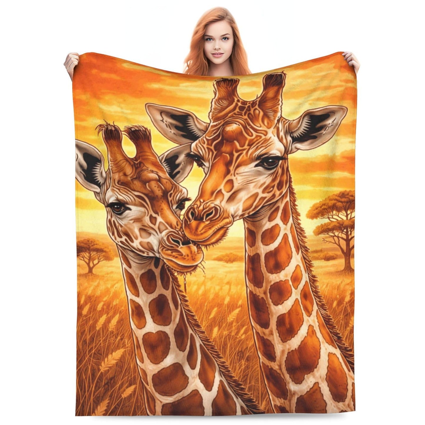 Cute Giraffe Blanket, Gifts for Women, Wildlife Soft Lightweight Throw Blankets for Kids, Travel Bed Living Room Decor, 50x60in