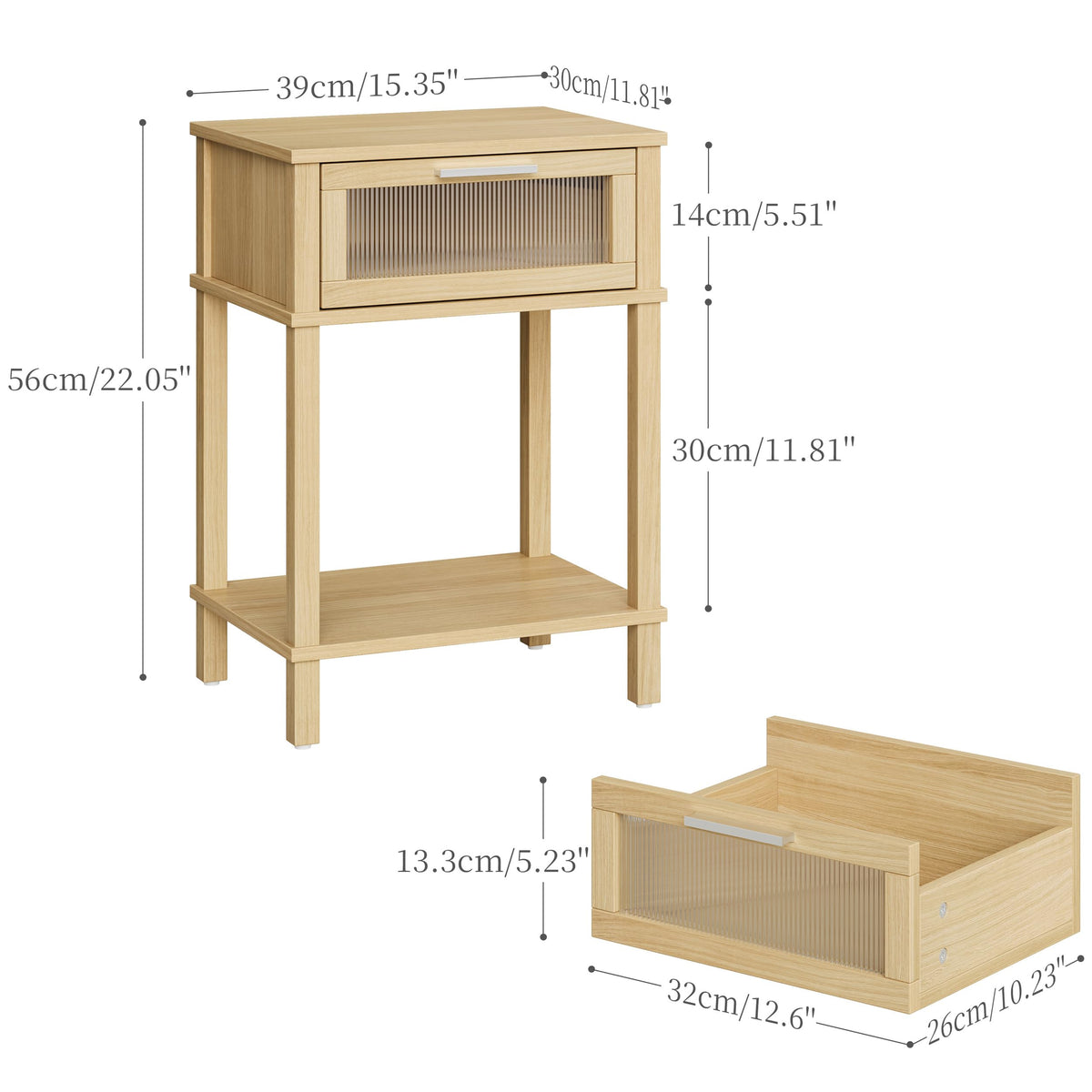 Nightstand Wooden Bedside Table with Drawer Natural Wood Night Stands Modern Style Small End Table Side Table with Storage Shelf for Bedroom Living Room MLBZ10YEV
