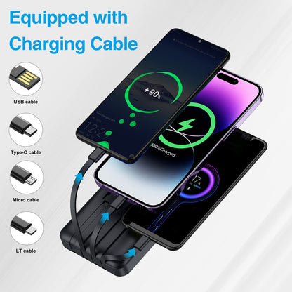 Portable Charger with Built-in Cable,12000mAh 22.5W Fast Charging Small Power Bank,USB C Input/Output with Smart LED Display,External Battery Pack for iPhone,Tablet,Samsung