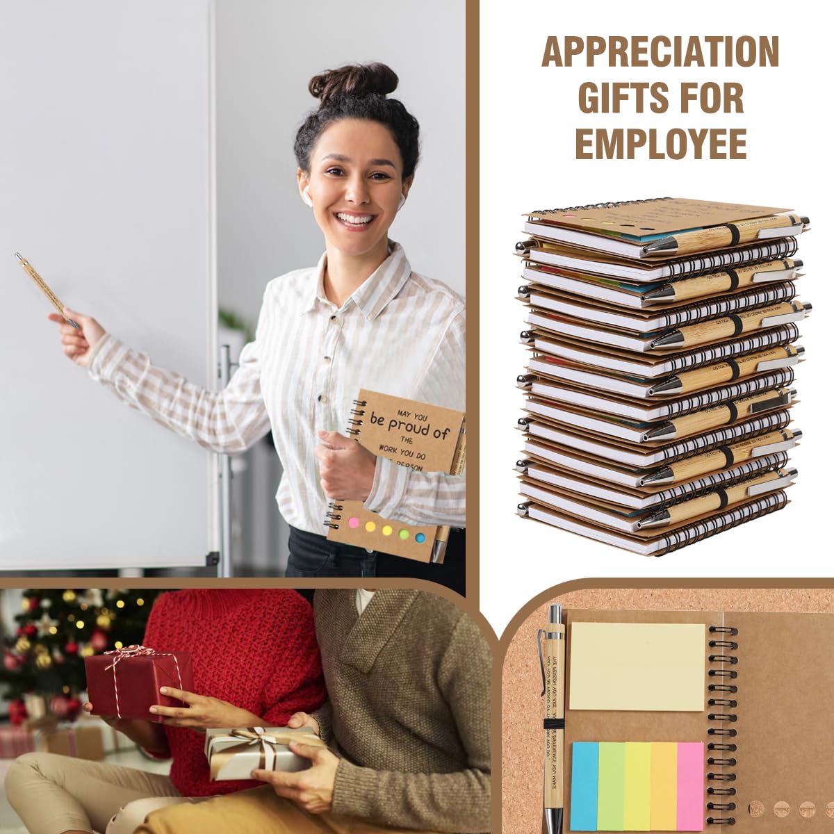 zjdbset 30 Sets Employee Appreciation Gifts Bulk Inspirational Spiral Notebook with Motivational Pens and Sticky Notes for Coworkers,Teachers,Office Staff,Nurse,Colleagues,Volunteer Thank You Gifts