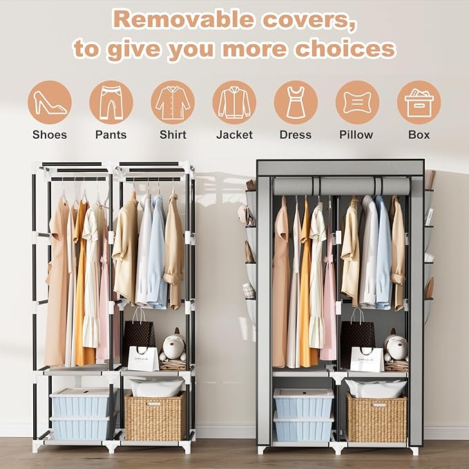 Portable Closet for Hanging Clothes, Portable Wardrobe Closet