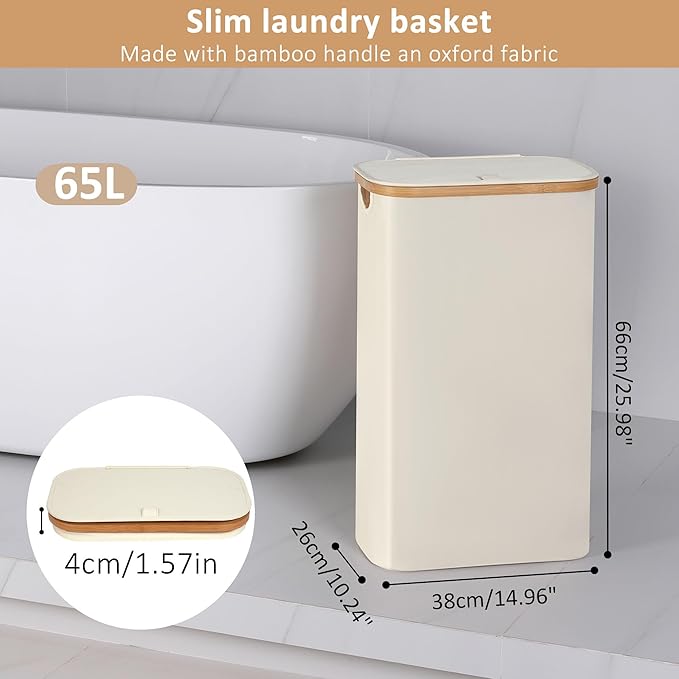 65L Slim Laundry Hamper, Narrow Laundry Basket