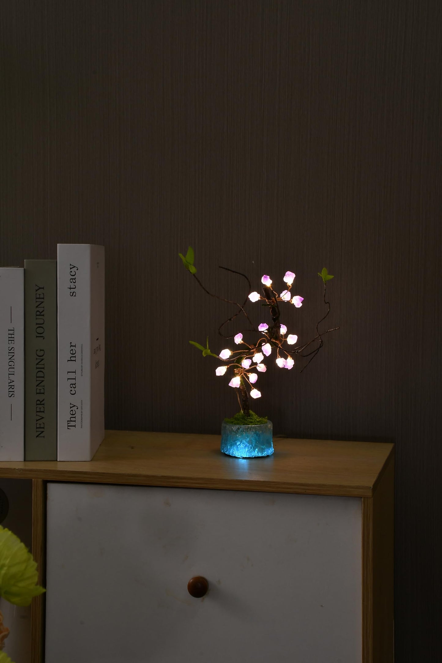 FLCSIed 20 LED Powered by AA Batteries(not Included) Crystal Amythyst Tree Night Light - Ambient Lamp with Timer & Genuine Amethyst Crystals | Perfect Home Decor & Thoughtful Gift (Purple & Blue)