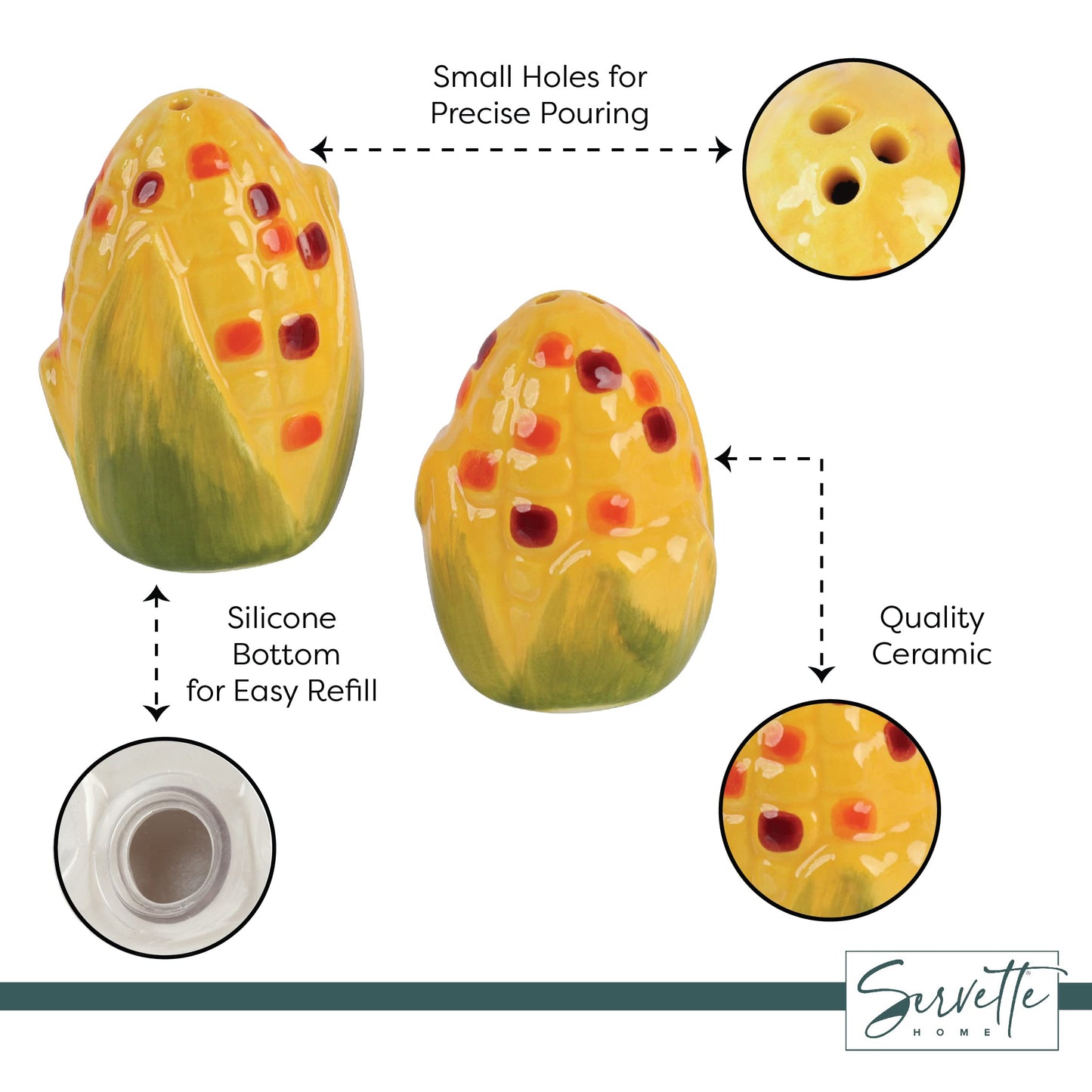 Novelty Ceramic Vegetable Salt and Pepper Shakers Set - Indian Corn