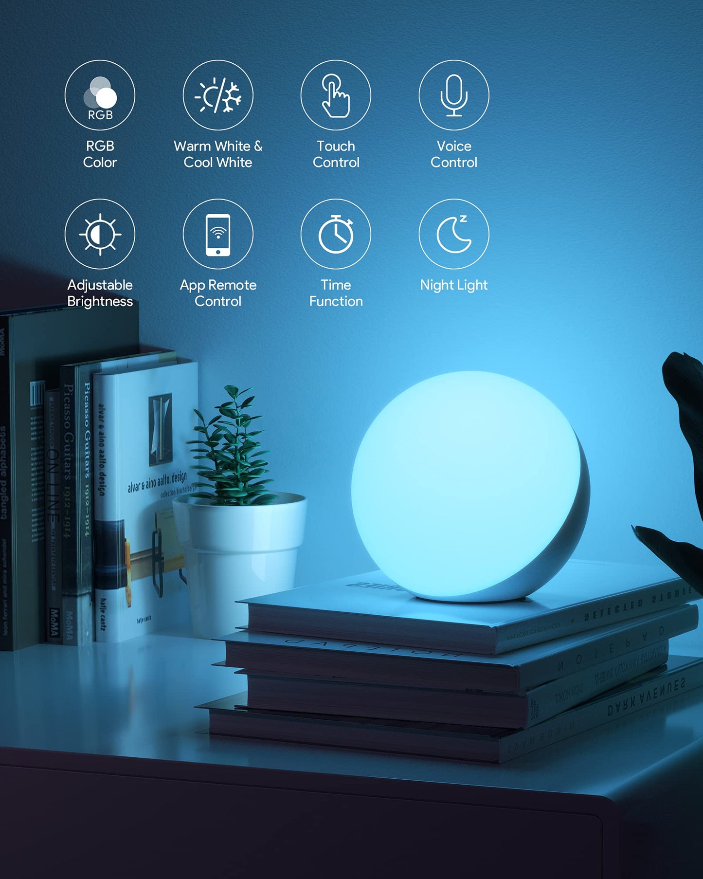 Hifree Smart Table Lamp, Dimmable Desk Lamp with App/Voice Control, LED RGB Color Changing Touch Lamp, Night Lamp for Bedroom Compatible with Alexa