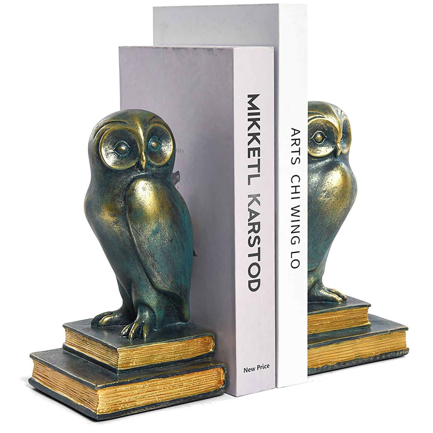 Kakizzy Book Ends for Shelves, Owl Decorative Bookends Bronze Bird Book Stopper Unique Kids Book Holders with Anti-Slip Base Luxurious Bookends for Kids Rooms Office Home Decor(Bronze)