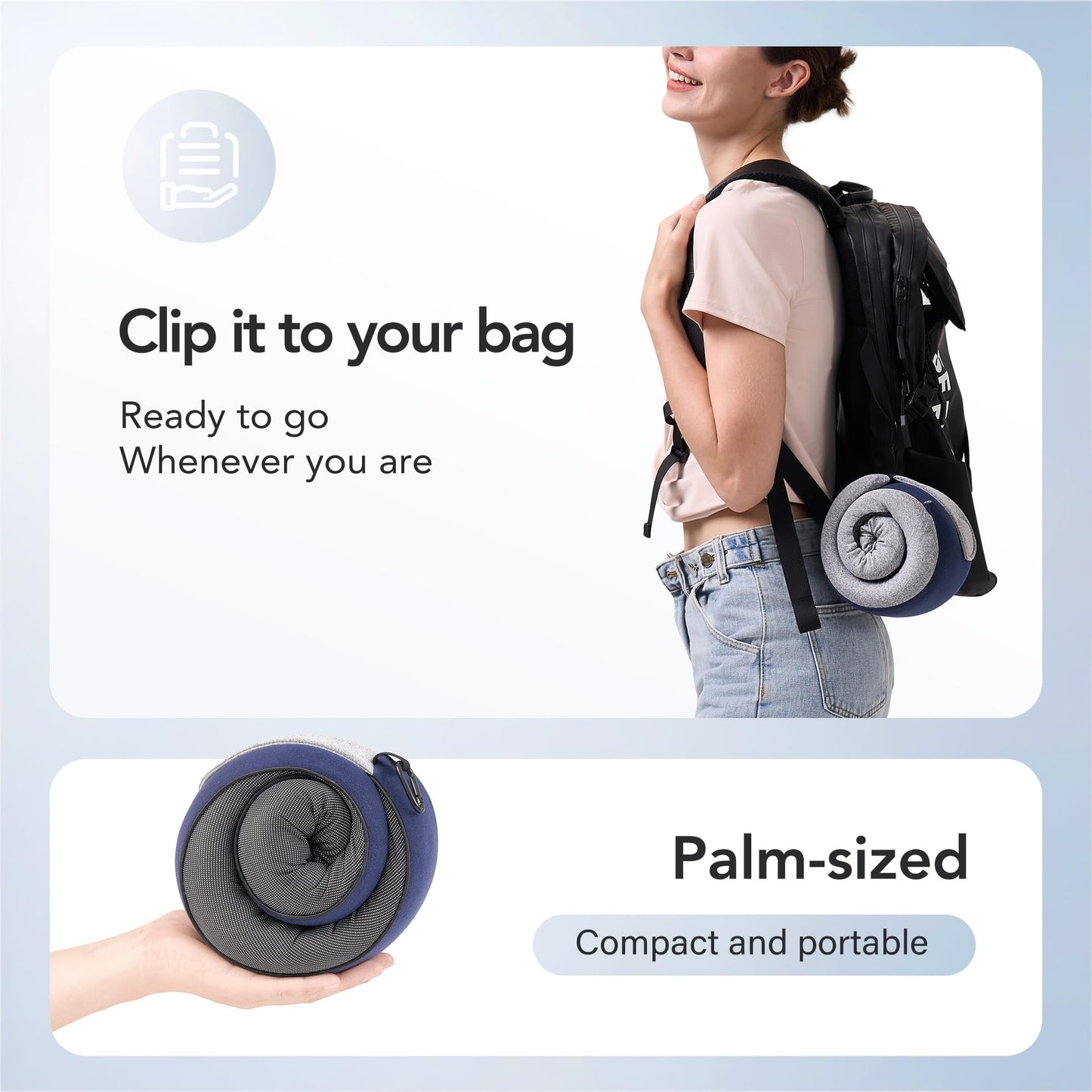 Travel Pillow, 100% Pure Memory Foam Travel Neck Pillow Airplane Neck Support Ergonomic Design for Traveling Suitable for Airplanes,Offices and Cars-Grey