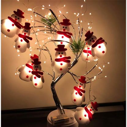 ZAUGONTW Christmas Snowman String Lights - 10 LEDs 5.4ft Waterproof Light Up String Lights, Short Plush Lights for Christmas Decorations (Battery Operated)