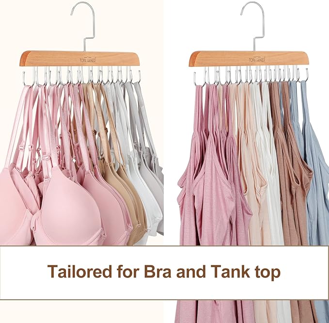 TOPIA HANGER Bra Hanger for Closet, 2 Pack Tank Top Hangers 40 Hooks Capacity