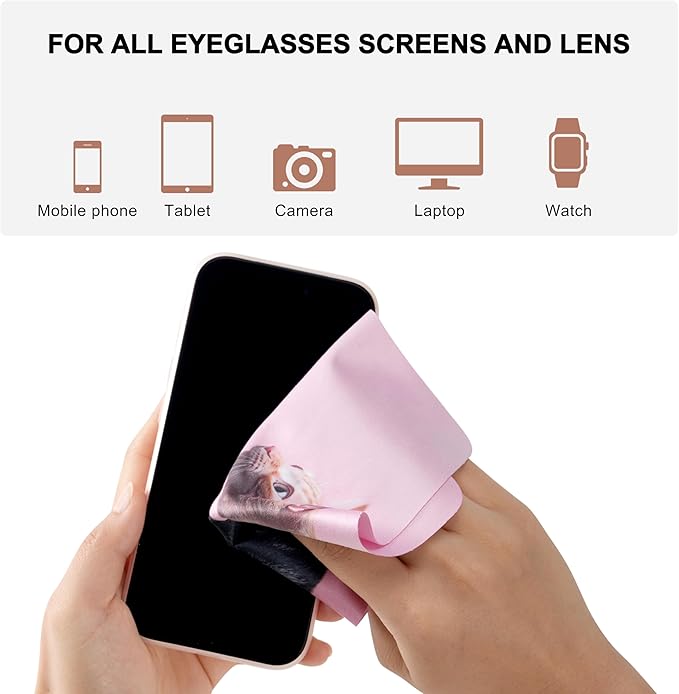 Anywind Microfiber Glasses Cleaner Cloth, Cute Cat Cleaning Clothes