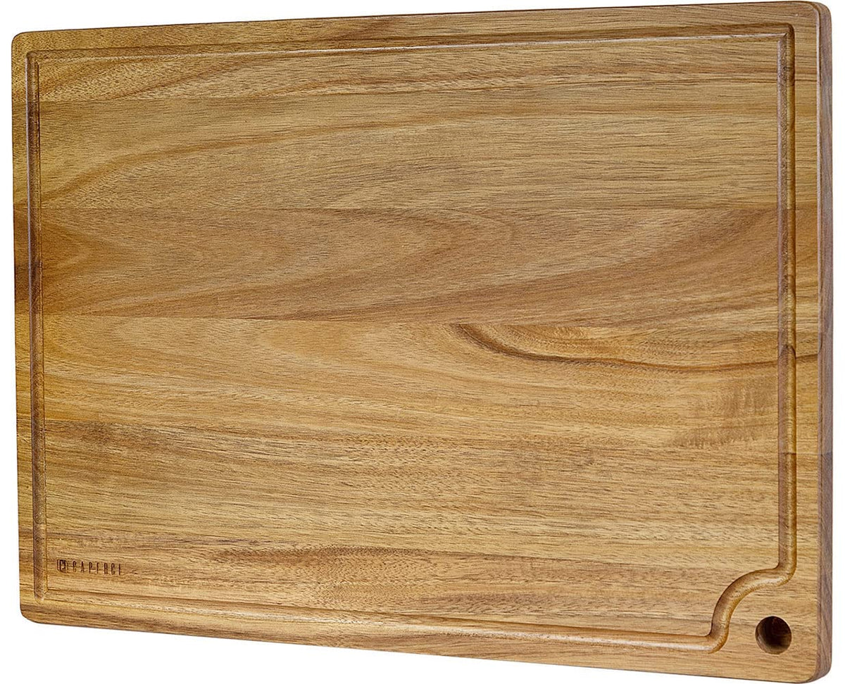 Extra Large Acacia Wood Cutting Board 20 x 14 Inch - Caperci Better Kitchen Chopping Board with Juice Groove & Handle Hole for Meat (Butcher Block) Vegetables and Cheese