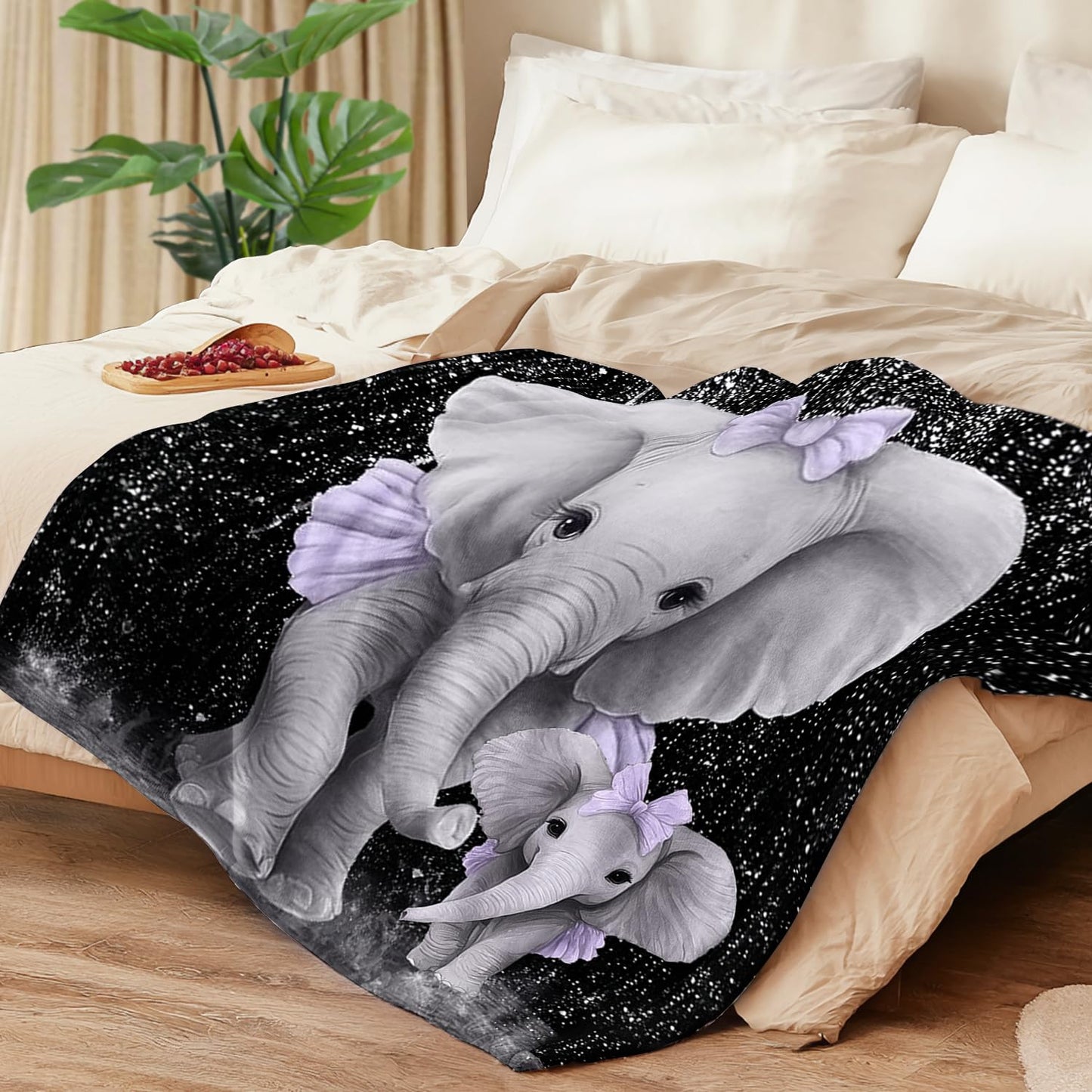 Elephant Blanket Elephant Fleece Throw Blanket Super Soft Fuzzy Plush Cozy Warm Elephants Decor Stuffed Bedding Blankets Gift for Boys Girls Men Women Kids & Adult 50"x40"