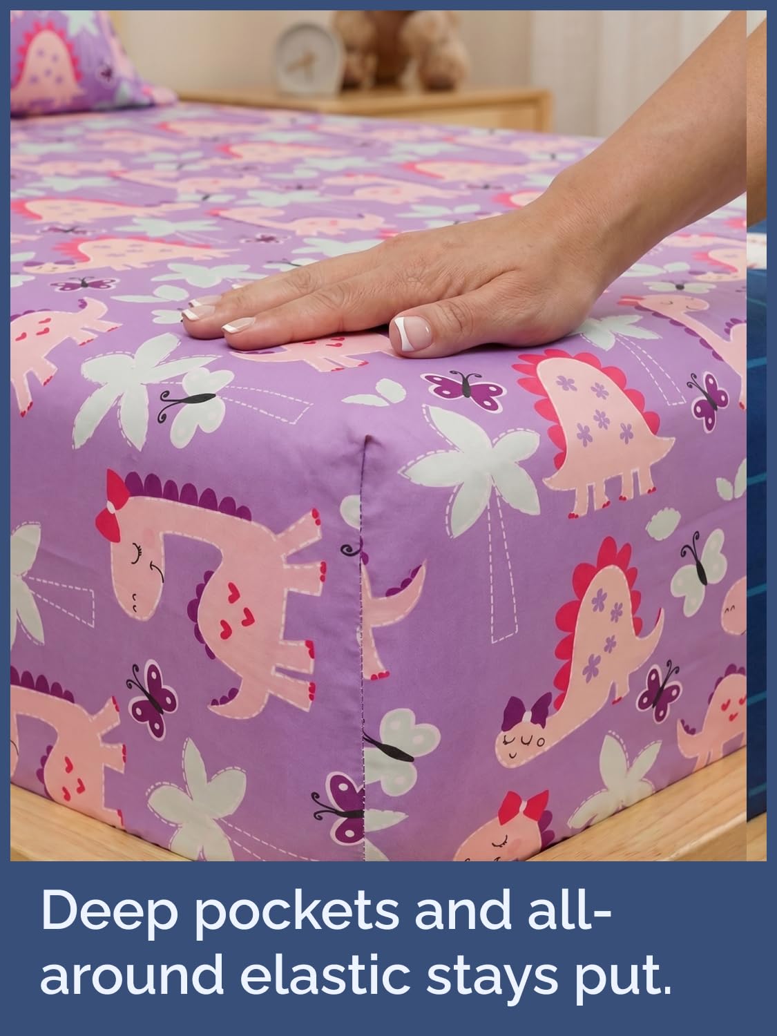 CGK Unlimited Kids Pink Dinos Full 4 Piece Sheet Set - Boys, Girls, Teens, Toddler - Easy Fit with Deep Pockets - Soft, Cooling & Breathable Sheets - Cute, Cozy, Fade & Wrinkle Free - Machine Washable