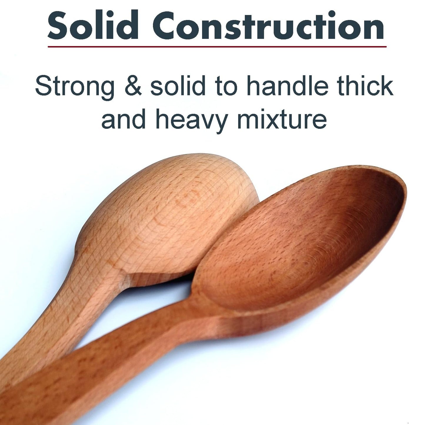ECOSALL 14" Large Wooden Spoon with a Deep Scoop. Heavy Duty Big Non-Stick Cooking Spoon with a Strong Long Handle for Stirring, Mixing, Canning in Big Pots.