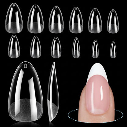 TOMICCA Short Nail Tips Extra Short Square Nail Tips, 192Pcs Fake Nails 12 Sizes Acrylic Clear Nails for Beginner and Professional DIY Gel Nails Salon