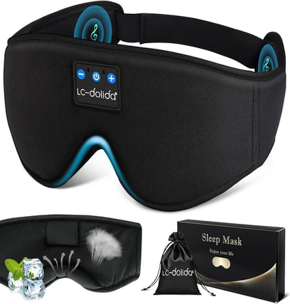 LC-dolida Sleep Headphones, White Noise Bluetooth Sleep Mask 3D Wireless Timing Eye Mask for Sleeping, Sleep Mask with Bluetooth Headphones for Side Sleepers Travel Yoga, Cool Gadgets for Men Women