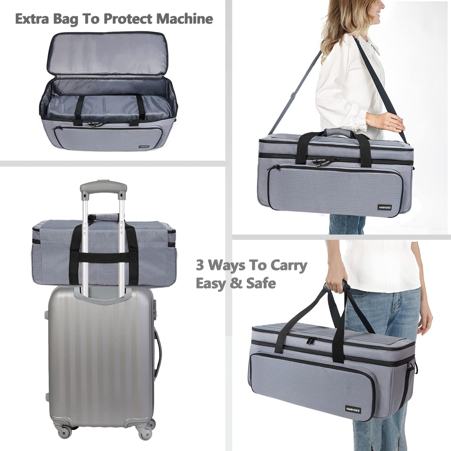 AMOIGEE Double Layer Carrying Storage Organizer Case - Compatible with Cricut Makers, Protective Travel Tote Bag for Silhouette Cameo 3/4, Cricut Accessories