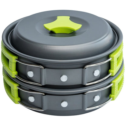 MalloMe Camping Cookware Mess Kit for Backpacking Gear – Camping Cooking Set - Camping's Pots and Pans Set - Backpacking Stove/Portable Stove Compatible - Camp Kitchen Equipment Accessories 1L Pot