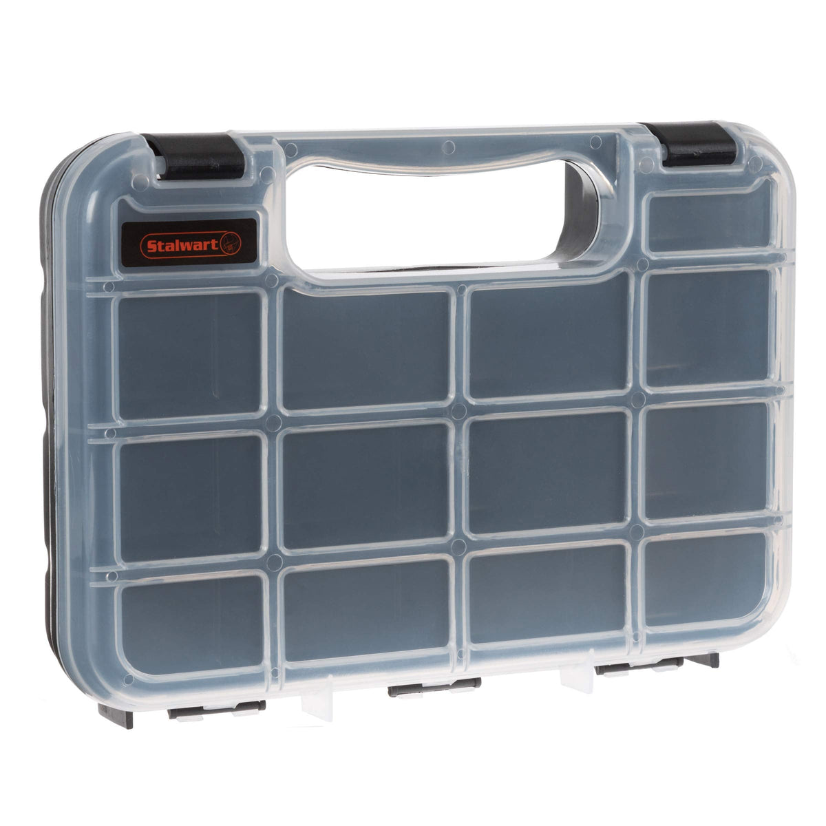 Hardware Organizer Box with Dividers - 14 Compartment Small Parts Organizer Portable Tool Box Organizer with Secure Latches - Plastic Screw Organizer Box for Nuts, Beads, Jewelry or Tackle by Stalwart
