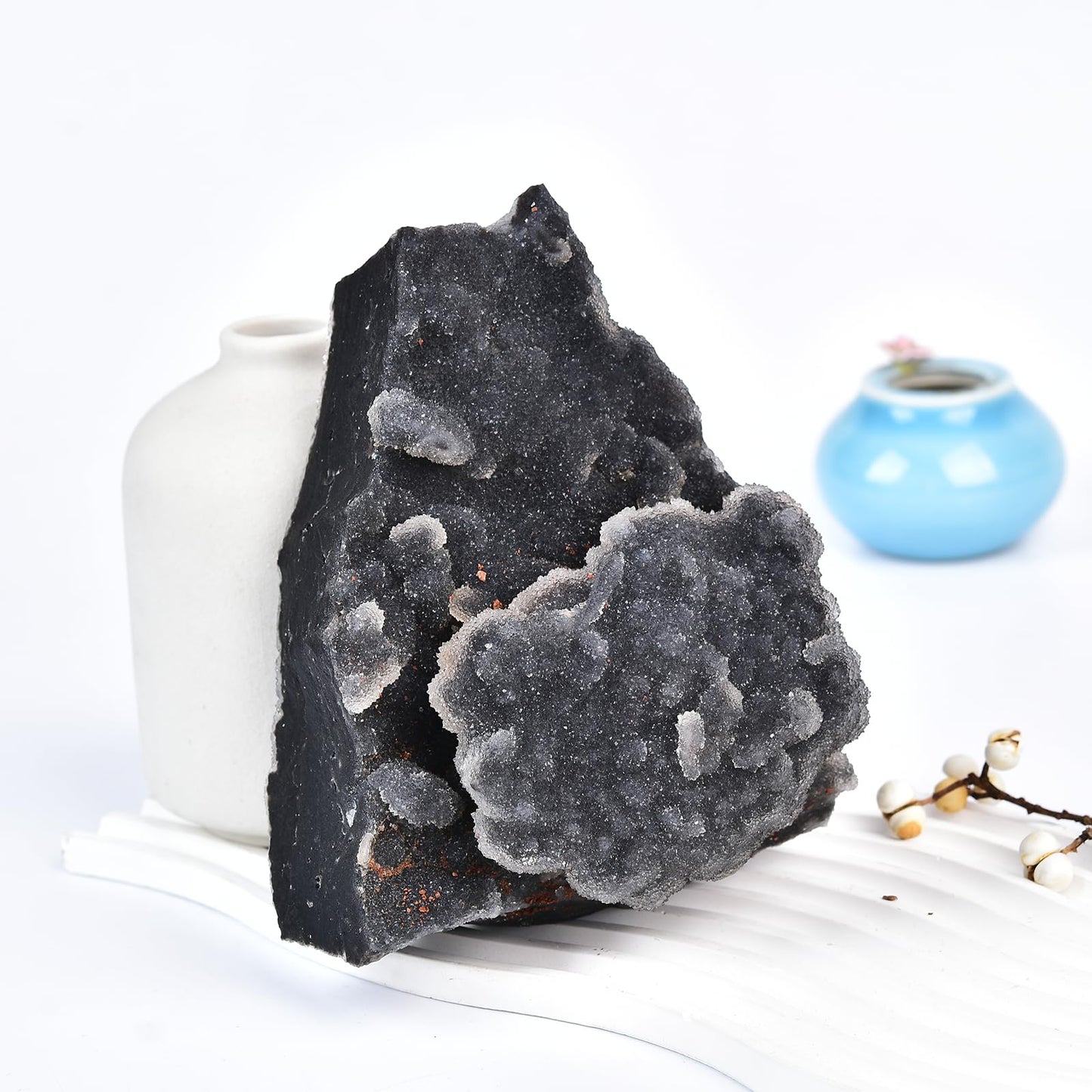 JIC Gem Irregular Shape Large Crystal Cluster Gray Sphalerite Mineral Specimen Healing Crystal Stone Clusters Home Decoration Reiki Meditation 2.4-2.8 lbs