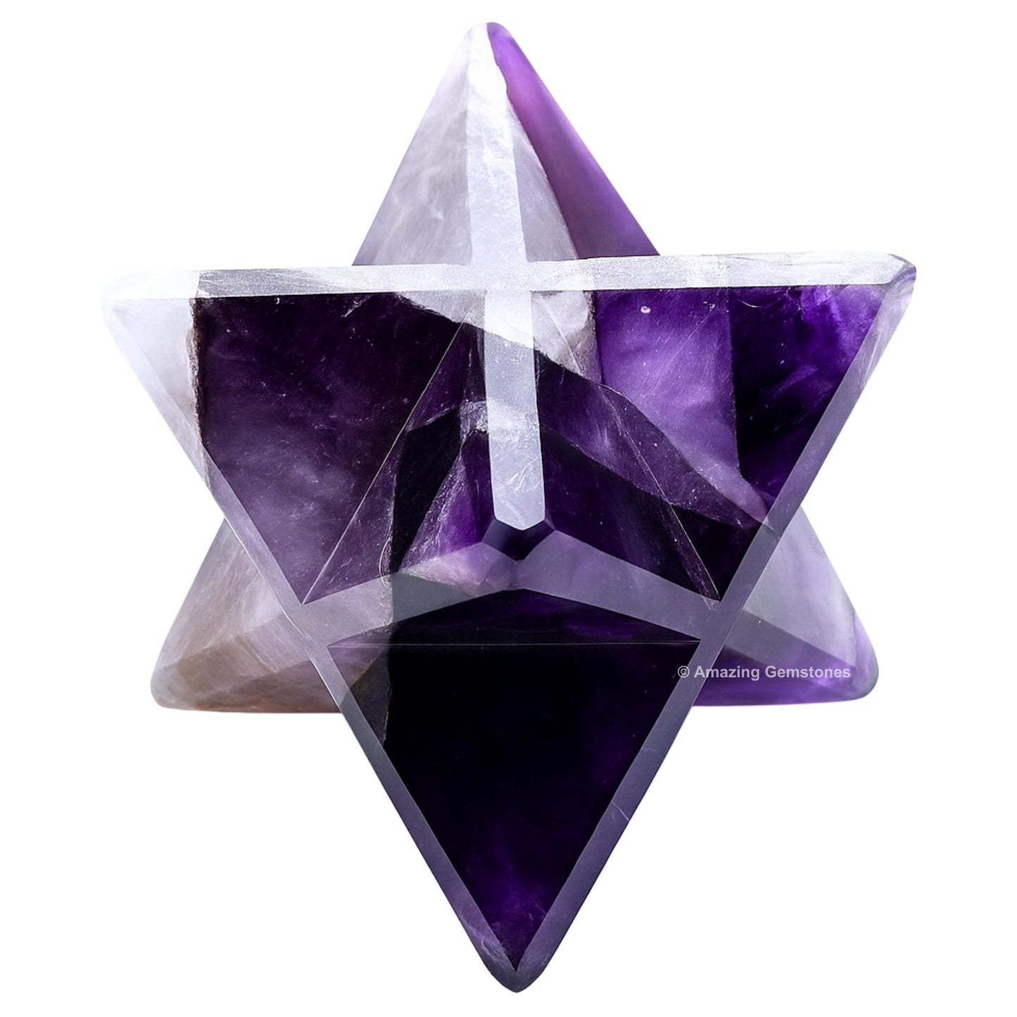 Amazing Gemstone Amethyst Merkaba Crystal - 2 Inches Metaphysical Merkaba Star for Meditation - Energetic Tetrahedron Crystal and Healing Stones for Spiritual Growth and Healing (45-55mm)