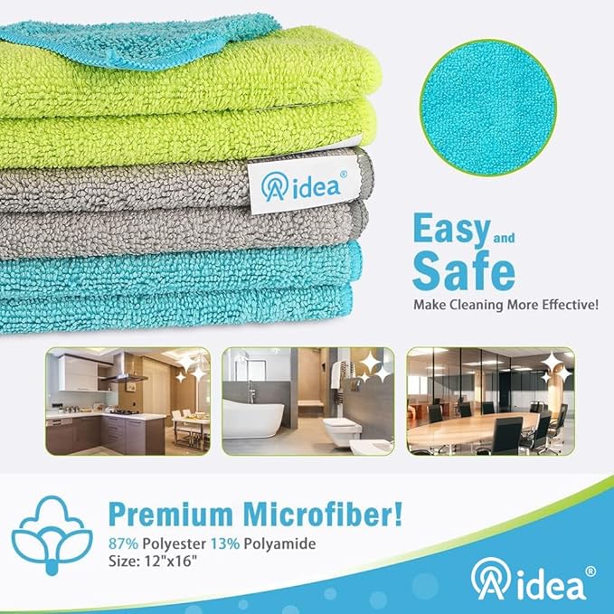 AIDEA Microfiber Cleaning Cloth-8PK, Soft Microfiber Towels