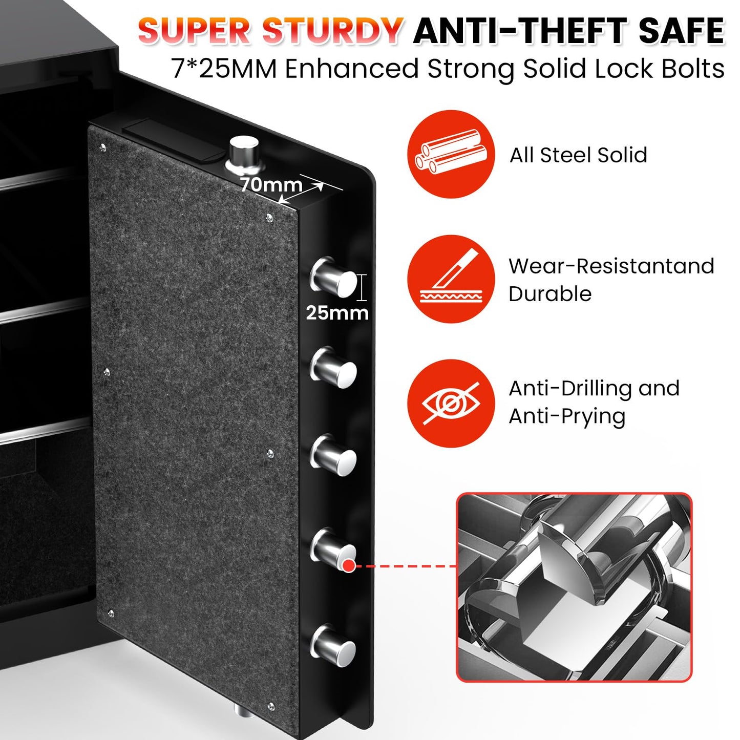 [𝟐𝟎𝟐𝟔] 𝟑𝟓𝐌𝐢𝐧 𝟏𝟕𝟎𝟎°𝐅 Fire Proof Safe for Home Documents, 7.5 Cuft Fireproof Safe for Home, Home Safes With Removable Shelf, 𝟕𝟎𝐋𝐛𝐬 Heavy Duty Safes with Anti-theft for Home, Office