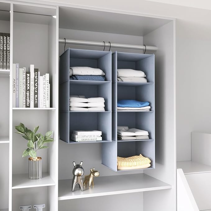 Hanging Closet Organizer and Storage 3-Shelf, Easy Mount Foldable Hanging