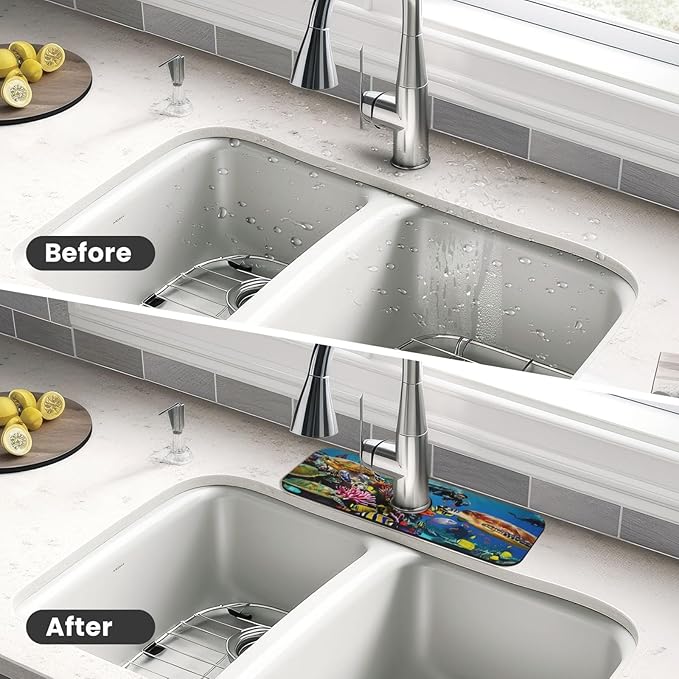 Marine turtle Kitchen sink faucet pad, strong water absorption, anti slip