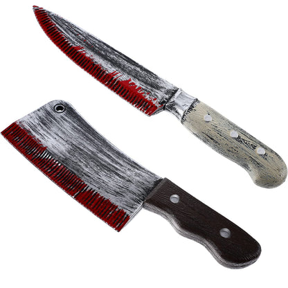 Boao 2 Pieces Fake Knife Party Supplies, Halloween Realistic Plastic Knife Prop for Horror Party Role Playing,Toy for Halloween Costume Accessory(Style 3)
