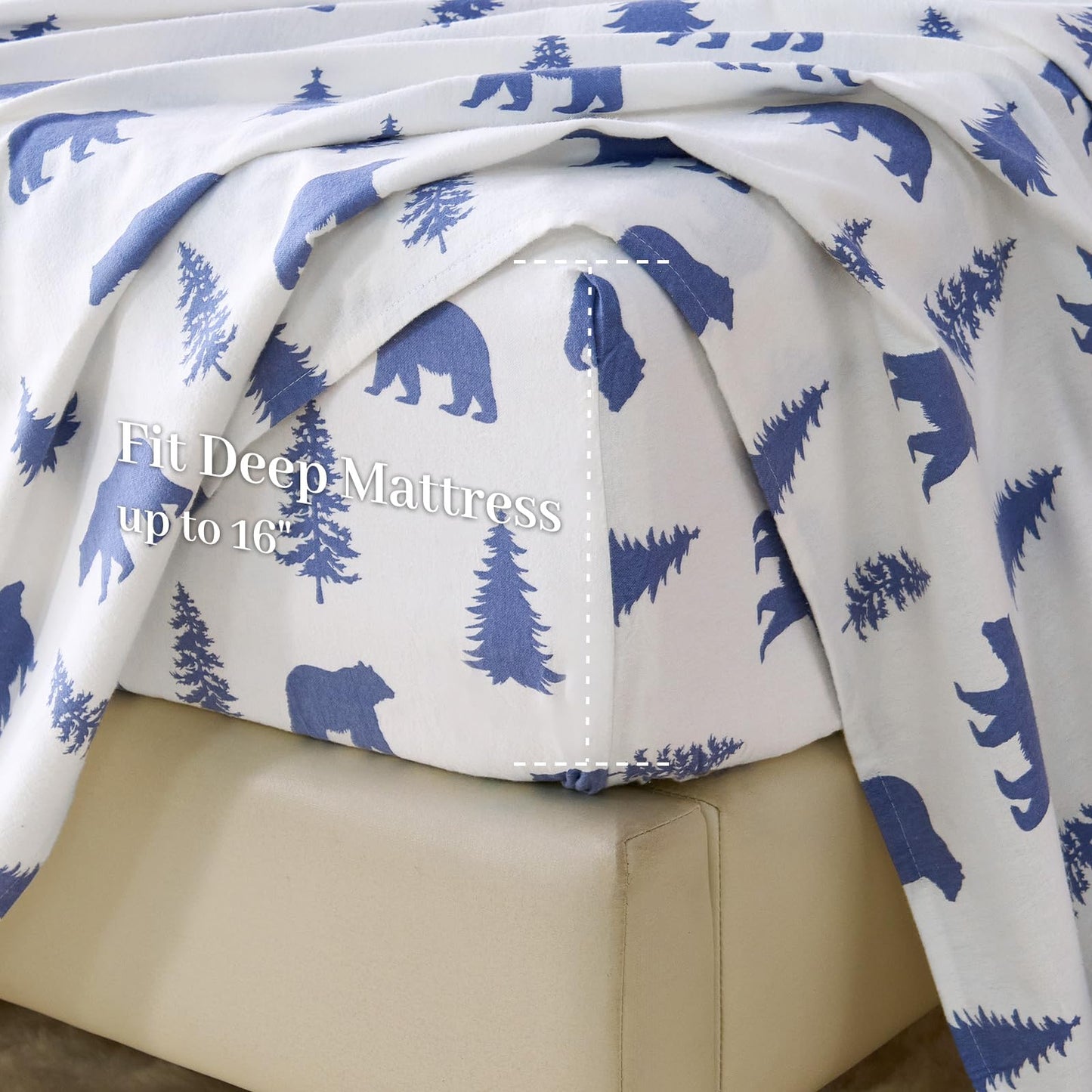 LANYETON 100% Cotton Flannel Sheets, Ultra Soft Cozy Warm Bed Sheets Set for All Season, 16" Deep Pocket, 3PC, Twin