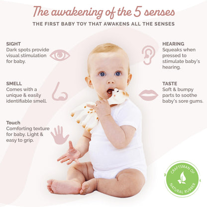 Sophie la girafe Baby Teether – 100% Natural Rubber Teething Toy – Handmade in France – BPA-Free, Non-Toxic, Vegan, Sensory Stimulating Teether for Newborns 0+ Months