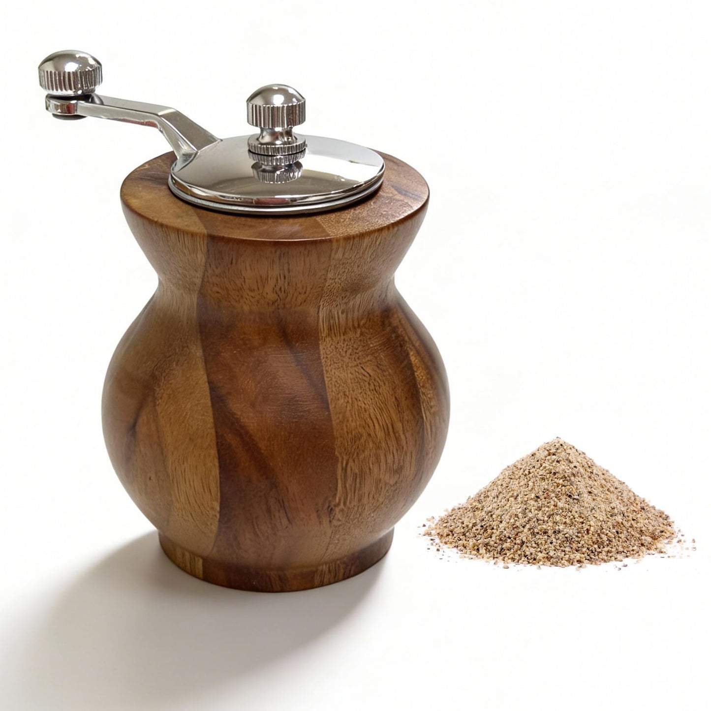 Pepper Grinder with Crank Handle, Adjustable Refillable Spice Mill